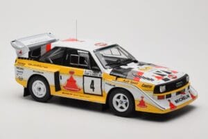Audi Sport Quattro S1 E2 #4 S. Blomqvist / B. Cederberg Rally 1000 Lakes 1985 IXO 1:18 18RMC161A Metall - pilt 4/6