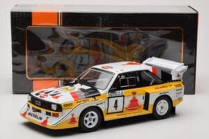 Audi Sport Quattro S1 E2 #4 S. Blomqvist / B. Cederberg Rally 1000 Lakes 1985 IXO 1:18 18RMC161A Metall - pilt 6/6