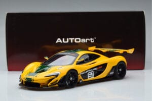 McLaren P1 GTR Kollane Roheliste Triipudega AUTOart 1:18 81544 Komposiit - pilt 7/7