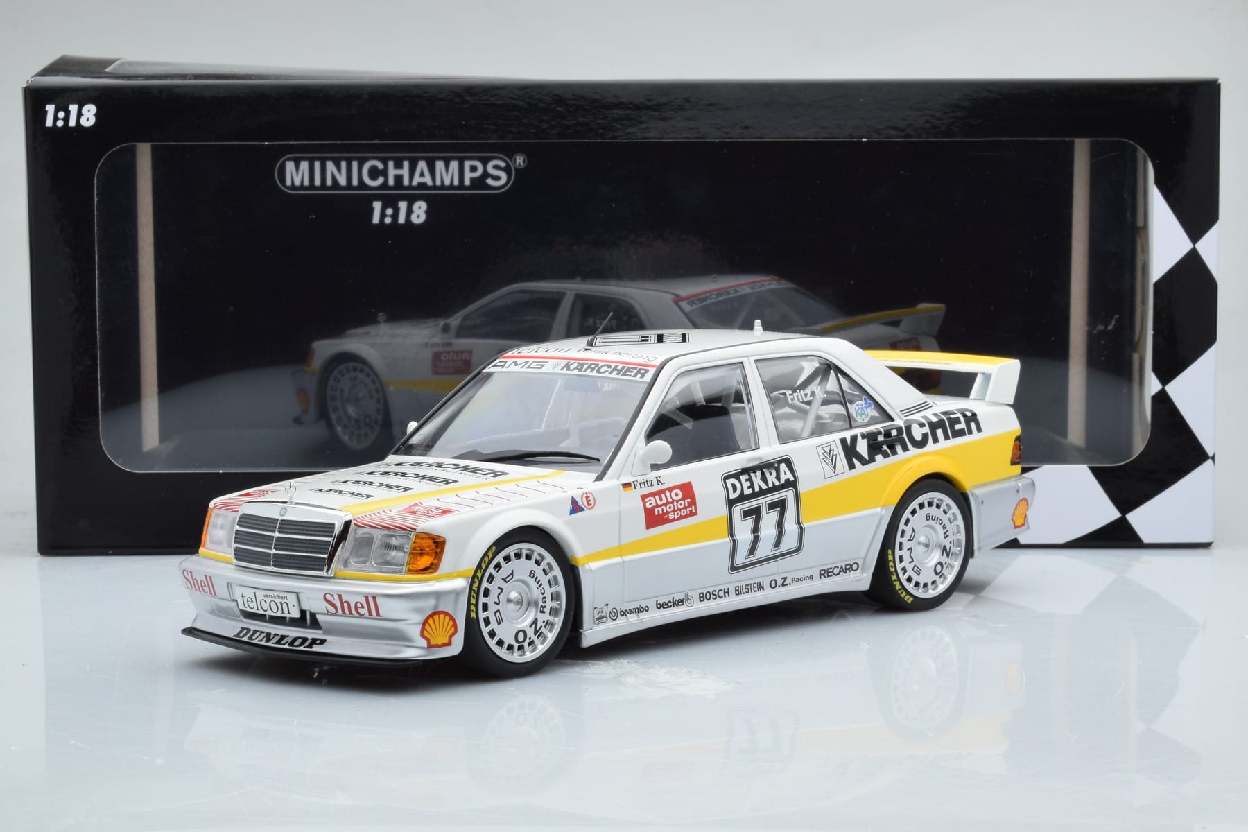 Mercedes 190E 2.5-16 W201 EVO 1 Karcher #77 F. Kreutzpointer Team AMG-Mercedes DTM 1990 Minichamps 1:18 155903677 Metall - pilt 6/6