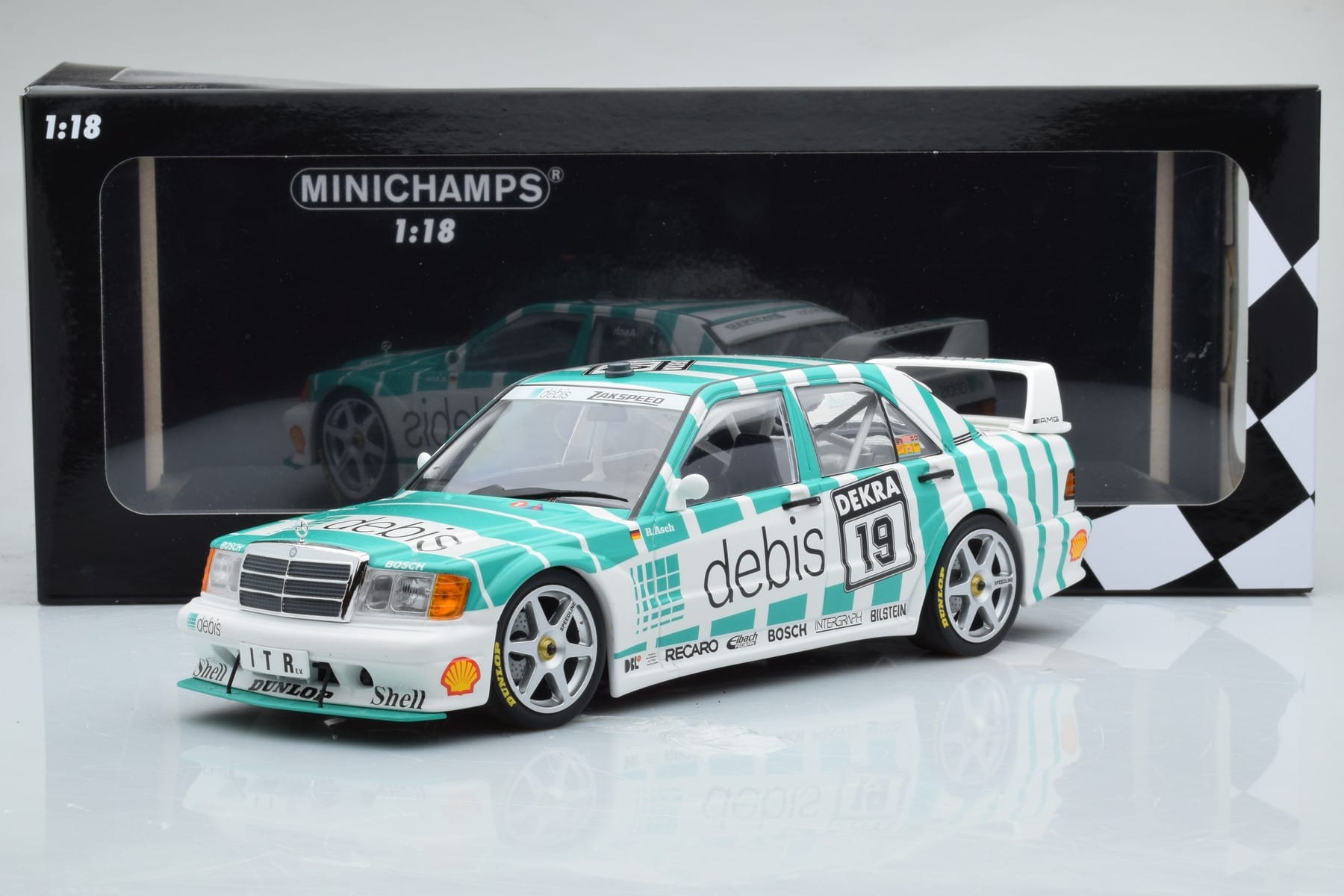 Mercedes 190E 2.5-16 W201 EVO 2 Debis #19 R. Asch Team Zackspeed DTM 1991 Minichamps 1:18 155913619 Metall - pilt 6/6