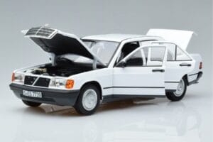 Mercedes 190 E W201 Valge Norev 1:18 183820 Metall - pilt 2/7