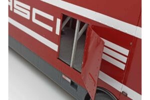 Mercedes O317 Porsche Transporter Punane CMR 1:18 CMR149 Metall - pilt 10/12