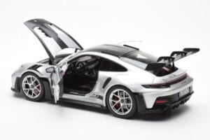 Porsche 911 992 GT3 Weissach Pack GT Hõbedane Metallic Norev 1:18 187366 Metall - pilt 5/8