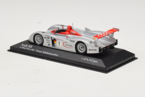Audi R8 LMP #1 F. Biela / E. Pirro / T. Kristensen 24 Hours of Le Mans Winner 2001 Minichamps 1:43 400011201 Metall - pilt 3/4