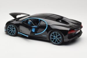 Bugatti Chiron Must & Sinine Bburago 1:18 18-11040BK Metall - pilt 5/8