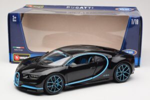 Bugatti Chiron Must & Sinine Bburago 1:18 18-11040BK Metall - pilt 8/8