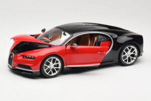Bugatti Chiron Must & Punane Bburago 1:18 18-11040 Metall - pilt 2/8