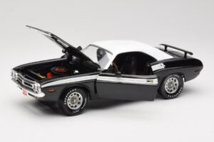 Dodge Challenger R/T Must & Valge ERTL 1:18 36549 Metall - pilt 2/8