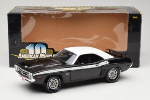 Dodge Challenger R/T Must & Valge ERTL 1:18 36549 Metall - pilt 8/8