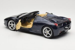 Ferrari 458 Italia Spider Dark Blue Metallic Hot Wheels 1:18 X5529 Metall - pilt 5/8
