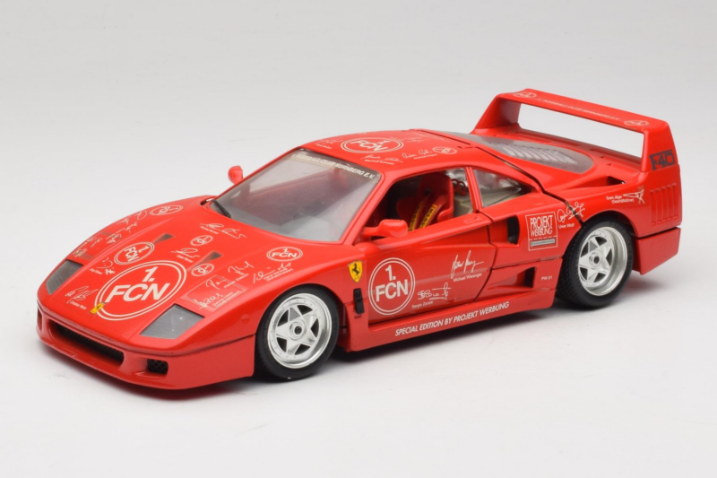 Ferrari F40 Evoluzione FC Nürnberg Special Edition Punane Bburago 1:18 3042-FCN Metall