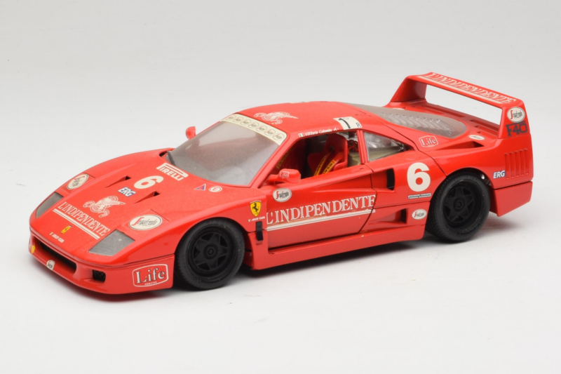 Ferrari F40 #6 V. Colombo L'Indipendente Punane 1987 Bburago 1:18 3032-L1 Metall