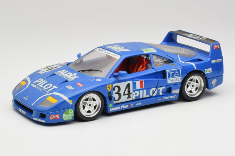 Ferrari F40 #34 M. Ferte / Thavenin / Palau Pilot Sinine 1987 Bburago 1:18 3032-B1 Metall