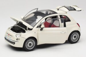 Fiat 500 Valge Mondo Motors 1:18 500291 Metall - pilt 2/8