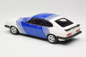 Ford Capri Mk2 3.0 Valge Siniste Triipudega Minichamps 1:18 155788600 Metall - pilt 5/6