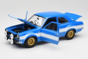 Ford Escort Mk1 RS 1600 Sinine Valge Triibud Minichamps 1:18 100688102 Metall - pilt 2/8
