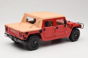 Hummer H1 Soft Top Punane Exoto 1:18 01805 Metall - pilt 3/8