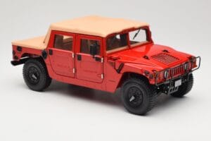 Hummer H1 Soft Top Punane Exoto 1:18 01805 Metall - pilt 6/8