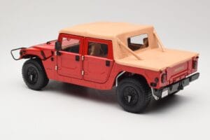 Hummer H1 Soft Top Punane Exoto 1:18 01805 Metall - pilt 7/8