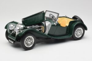 Jaguar SS 100 Roadster Roheline Bburago 1:18 3006 Metall - pilt 2/8