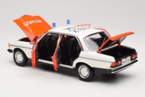 Mercedes 200 W123 Kiirabiautó Valge Norev 1:18 183834 Metall - pilt 3/8