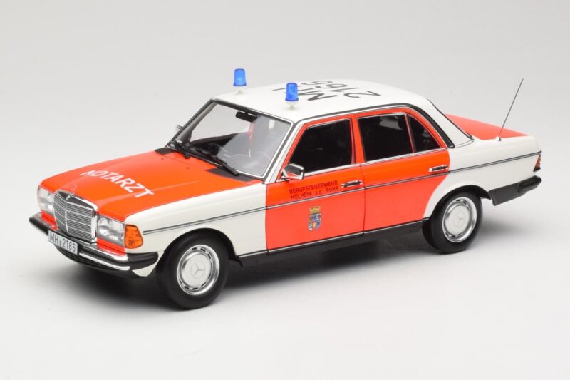 Mercedes 200 W123 Kiirabiautó Valge Norev 1:18 183834 Metall