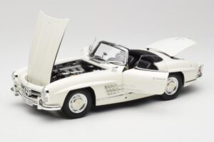 Mercedes 300 SL W198 Roadster Valge Pehme Katusega Minichamps 1:18 180039034 Metall - pilt 2/9