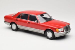 Mercedes 560 SEL W126 Punane Norev 1:18 183463 Metall - pilt 6/8