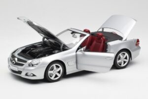 Mercedes SL 500 R230 Kabriolett Iridium Hõbedane Minichamps 1:18 B66962388 Metall - pilt 2/8