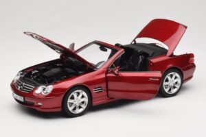 Mercedes SL 500 R230 Red Metallic Piiratud Väljaanne Norev 1:18 183841 Metall - pilt 2/8