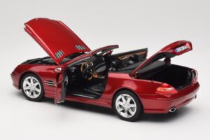 Mercedes SL 500 R230 Red Metallic Piiratud Väljaanne Norev 1:18 183841 Metall - pilt 5/8