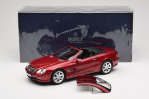 Mercedes SL 500 R230 Red Metallic Piiratud Väljaanne Norev 1:18 183841 Metall - pilt 8/8