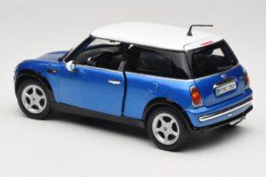 Mini Cooper R50 Sinine Valge Katusega Mondo Motors 1:18 MINI004 Metall - pilt 7/8