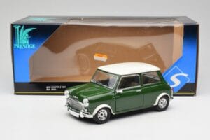 Mini Cooper S British Racing Roheline & Old English Valge Solido 1:18 8021 Metall - pilt 8/8
