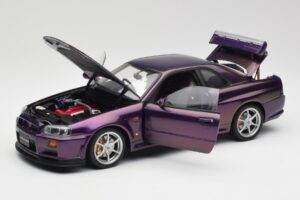 Nissan Skyline GT-R R34 V-Spec Midnight Lilla AUTOart 1:18 77305 Metall - pilt 2/8