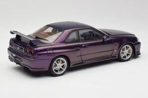 Nissan Skyline GT-R R34 V-Spec Midnight Lilla AUTOart 1:18 77305 Metall - pilt 3/8