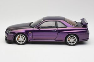 Nissan Skyline GT-R R34 V-Spec Midnight Lilla AUTOart 1:18 77305 Metall - pilt 4/8