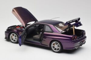 Nissan Skyline GT-R R34 V-Spec Midnight Lilla AUTOart 1:18 77305 Metall - pilt 5/8