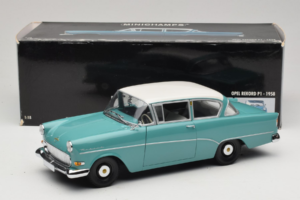 Opel Rekord P1 Türkiissinine Minichamps 1:18 180043200 Metall - pilt 8/8
