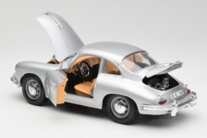 Porsche 356B Hõbedane & Pruun Sisu Bburago 1:18 3021-M2 Metall - pilt 5/8
