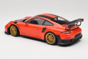 Porsche 911 991.2 GT2 RS Oranž Weissach Package Kuldsed Veljed Minichamps 1:18 155068305 Metall - pilt 5/6