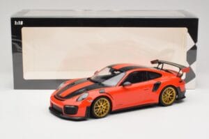Porsche 911 991.2 GT2 RS Oranž Weissach Package Kuldsed Veljed Minichamps 1:18 155068305 Metall - pilt 6/6