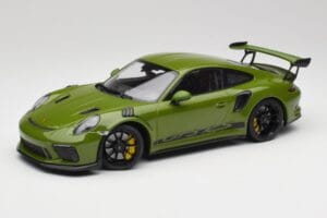 Porsche 911 991.2 GT3 RS Lizard Roheline Mustade Velgedega Minichamps 1:18 155068233 Metall
