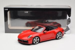 Porsche 911 992 Carrera 4S Kabriolett Punane Minichamps 1:18 155067331 Metall - pilt 6/6