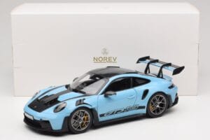 Porsche 911 992 GT3 RS Weissach Pack Gulf Blue Norev 1:18 187367 Metall - pilt 8/8