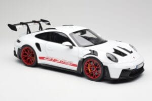 Porsche 911 992 GT3 RS Valge & Pyro Punane Norev 1:12 127530 Metall - pilt 4/6