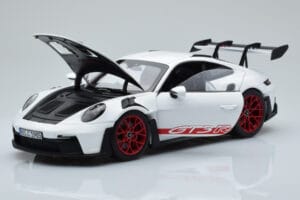 Porsche 911 992 GT3 RS Valge Pyro Punane Norev 1:18 187352 Metall - pilt 2/8