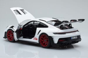 Porsche 911 992 GT3 RS Valge Pyro Punane Norev 1:18 187352 Metall - pilt 5/8