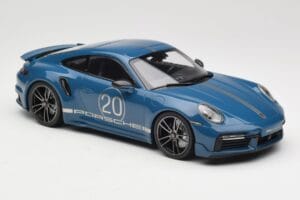 Porsche 911 992 Turbo S Sport Design Package Gentian Blue Metallic Minichamps 1:18 155069170 Metall - pilt 4/6